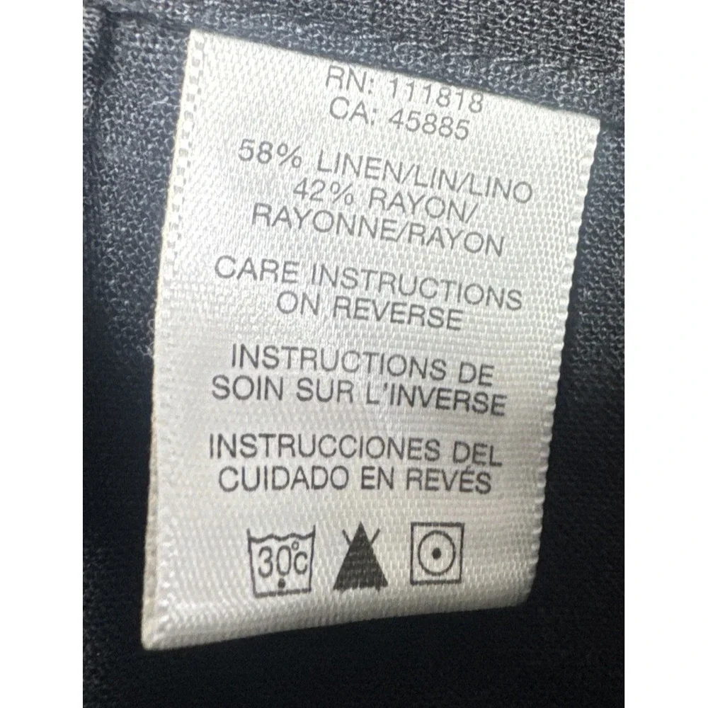 Michael Kors Straight Leg Elevated Casual Pant Linen Womens 10 Black Minimalist